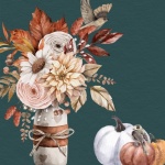 Jesień wazon z dyni ptaki sztuki