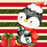 Boże Narodzenie pingwin akwarela