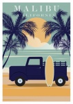 Plakat podróżniczy Malibu w Kalifornii