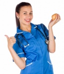 Nurse Holding An Apple