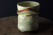 Small Yellow Glazed Pottery Shoe