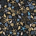 Starfish, Shells Pattern Background