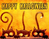 Cartão vintage de gatos de Halloween