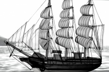 木造船、黒と白のイメージ