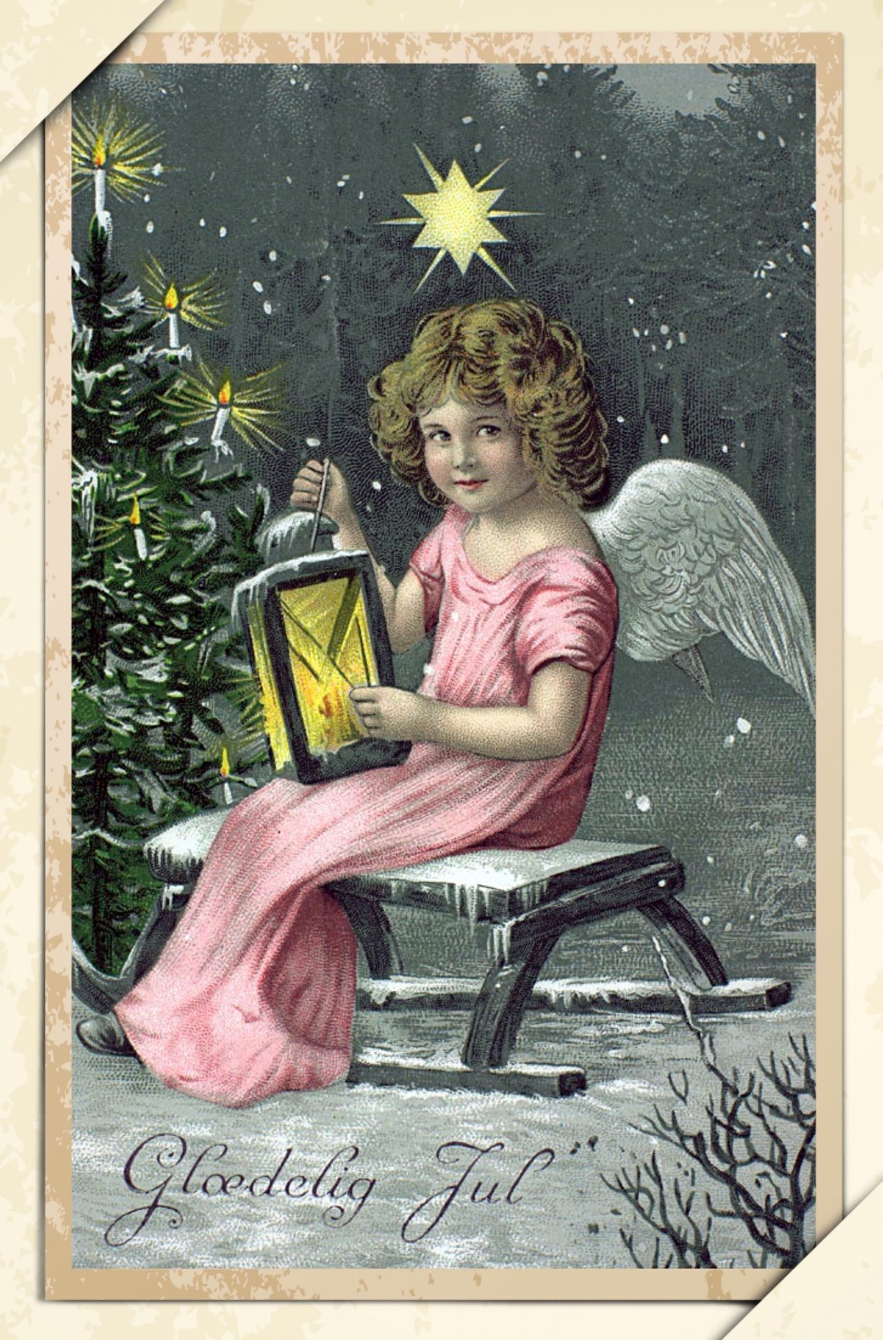Carte postale d'art vintage de Noël Photo stock libre - Public Domain ...