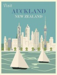 Poster di viaggio Auckland Nuova Zelanda