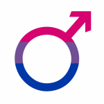 Bisexuální mužský symbol na bílém pozadí