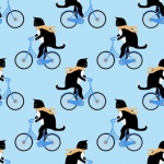 Cat Riding Bicycle Pattern