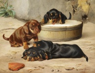 Arte vintage de cachorros Dachshund