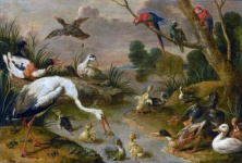 Heron Ducks Vintage Art