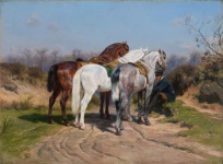 Horses Vintage Art Painting