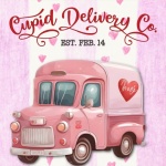 Cupid Valentine Truck Illustration