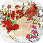 Floral Wreath Bird Illustration