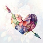 цветочное сердце со стрелой Валентина