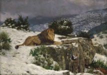 Lion Snow Vintage Art