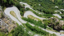 Aerial Mountain Road Hairpin Bends