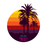 Retro plakat Malibu zachód słońca