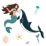 Sirena ballena linda ilustración