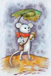 Mouse, Autumn, Acorn, Rain