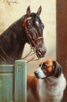 Pittura di arte del cane del cavallo