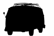 Silhouette Black, Old Car, Van