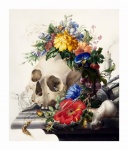 Still life floral skull hourglass