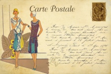 Cartolina d'epoca moda donna