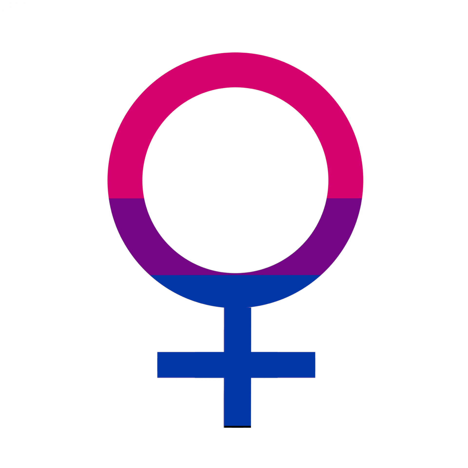 Bisexuální vlajka hrdosti žena na bílém