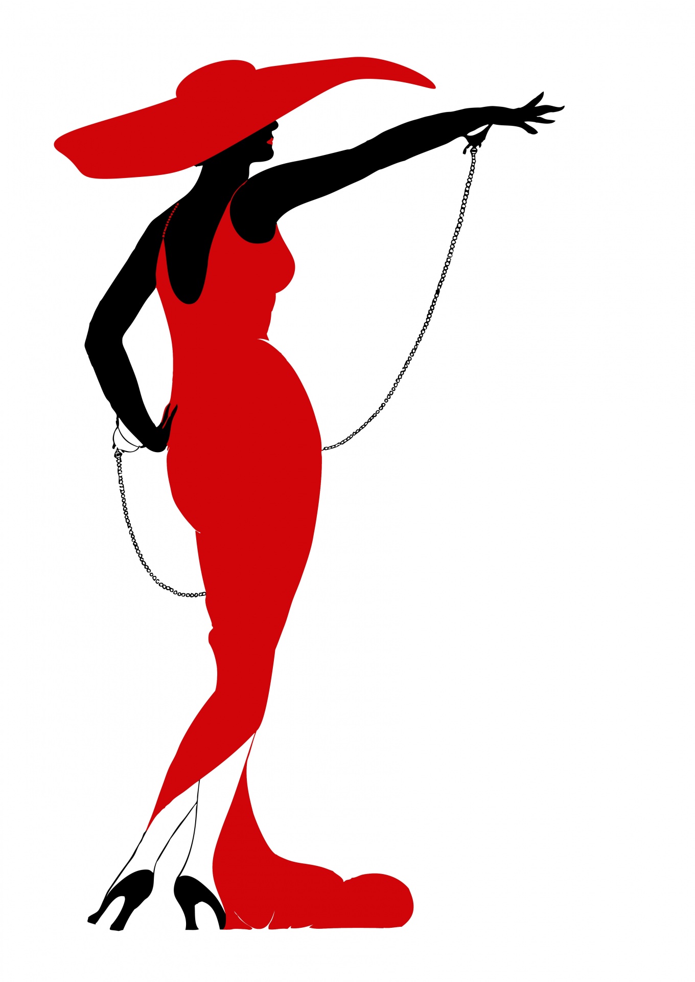 Silhouette femme, robe rouge