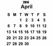 2014 kalendář dubna šablony
