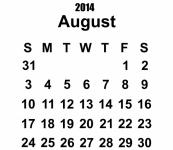 2014 Calendar august Format