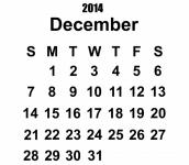 2014 kalendář prosince šablony