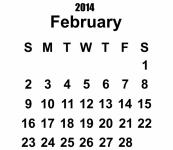 2014 kalendář únor šablony