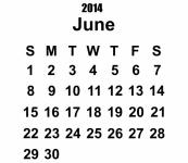 2014 Kalendář červen šablony