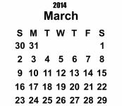 2014 Calendar March Template