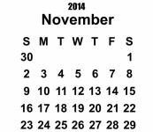 2014 Kalendář listopadu šablony