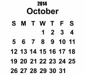 2014 kalendář října šablony
