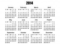 2014 Kalender-Schablone