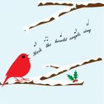 Natale carta di uccello che canta