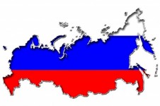 Mapa da Rússia na bandeira russa