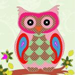 Owl Bunte Patchwork-Kunst