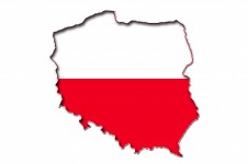 Bandera de Polonia en un mapa de Polonia