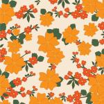 Papier peint floral vintage orange
