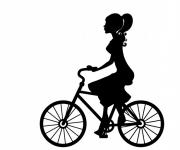 Žena cyklista černá silueta
