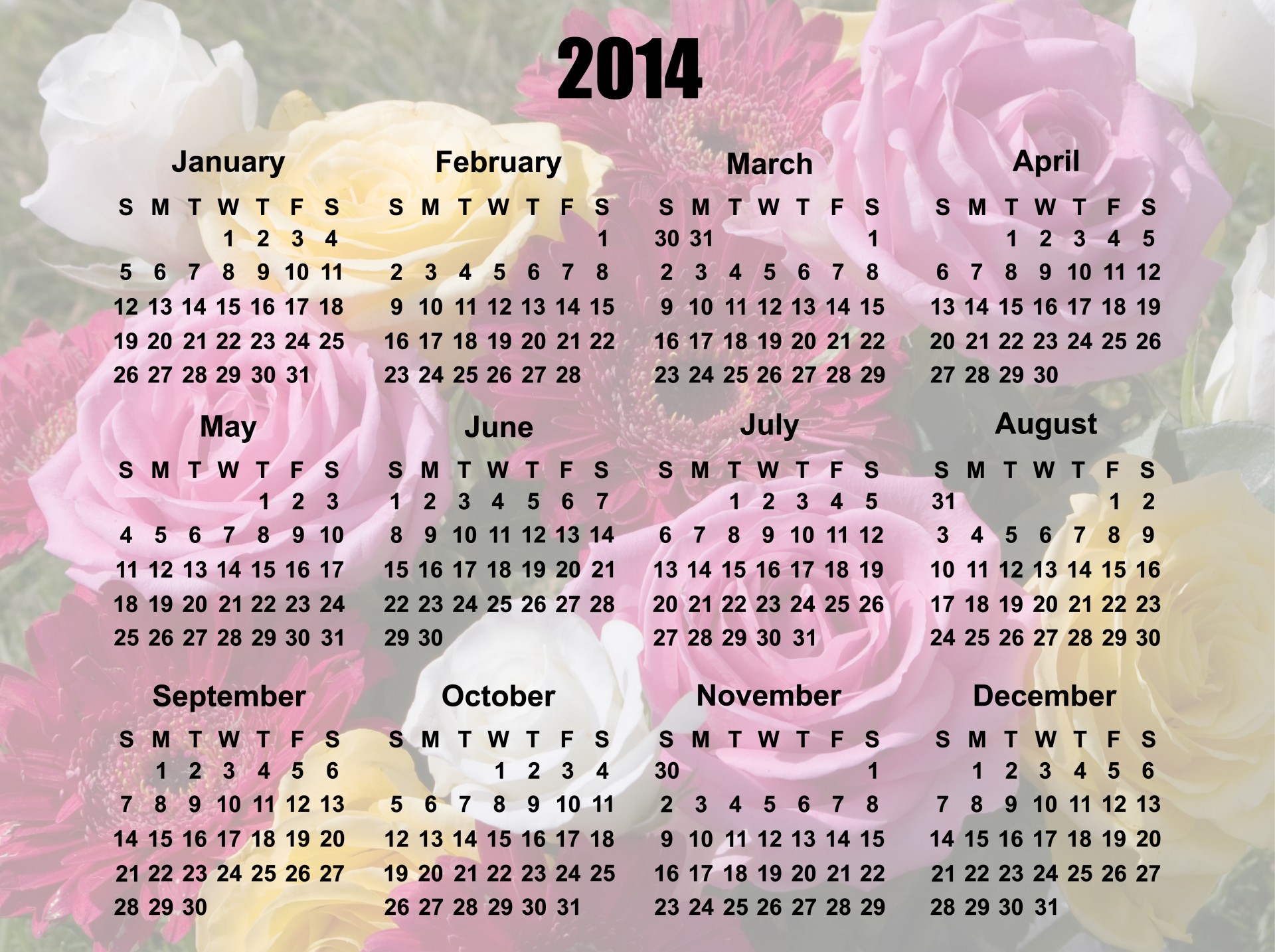 2014-flower-calendar-template-free-stock-photo-public-domain-pictures