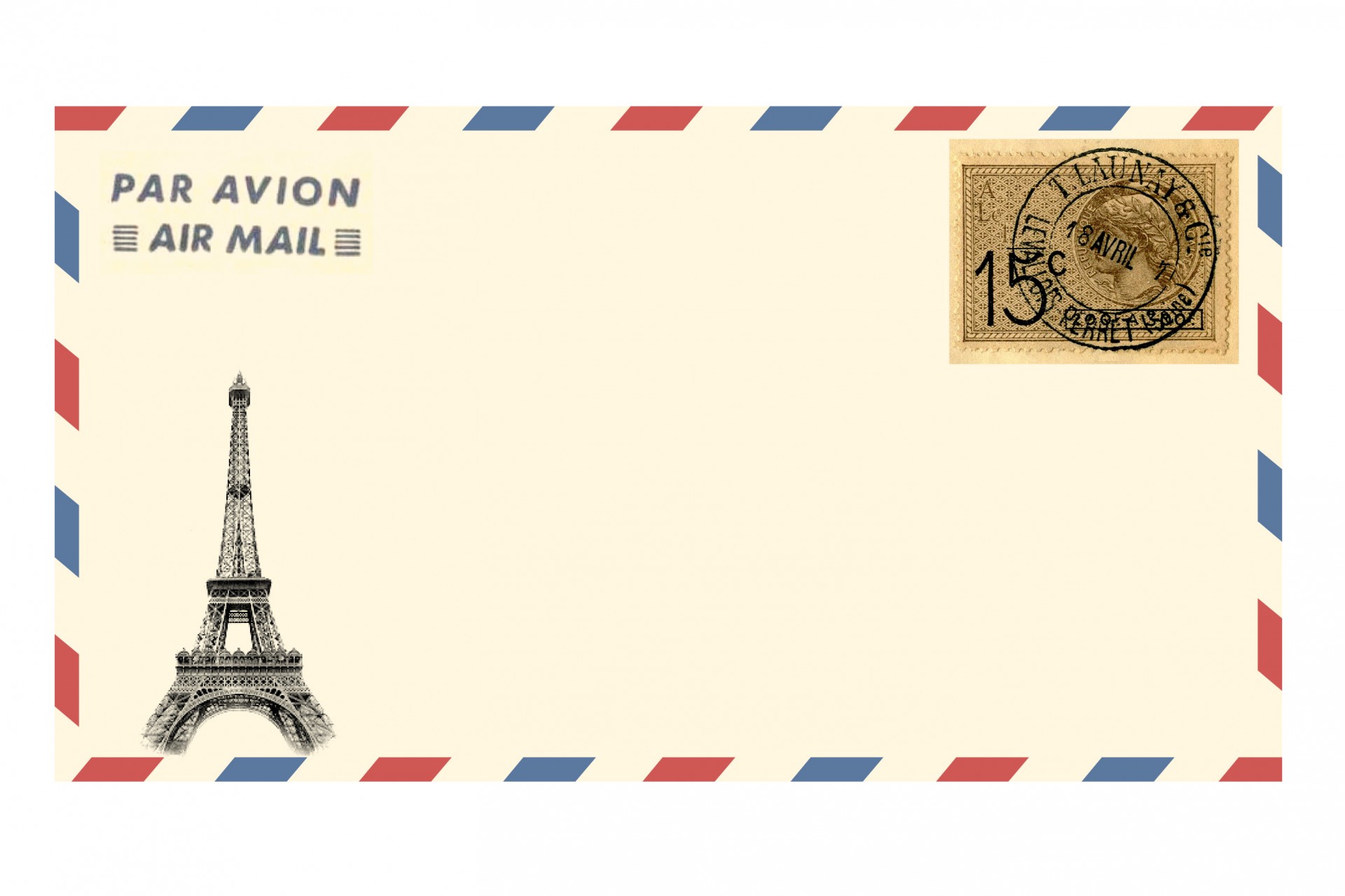 Air Mail Envelope Eiffelova věž
