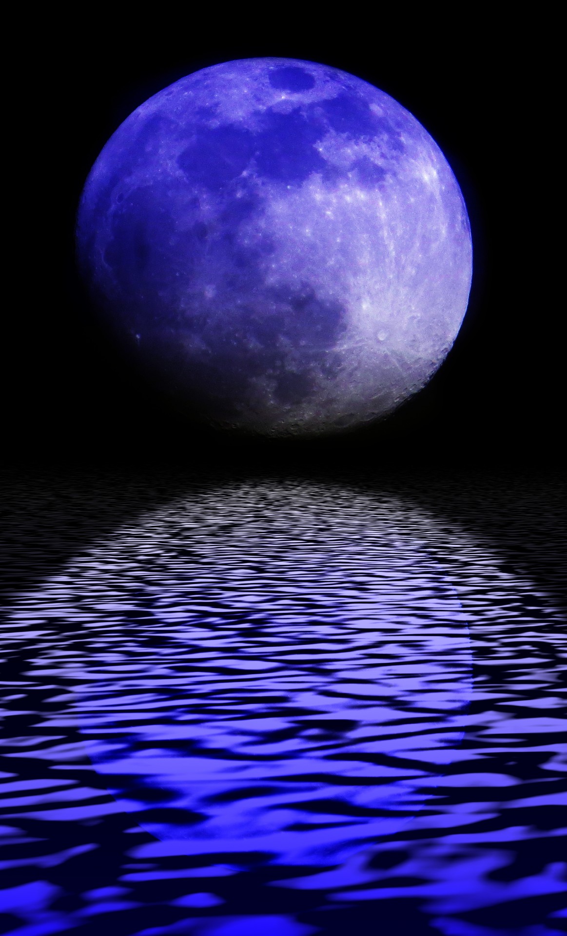 Blue Moon Light On The Sea Water Free Stock Photo - Public Domain Pictures