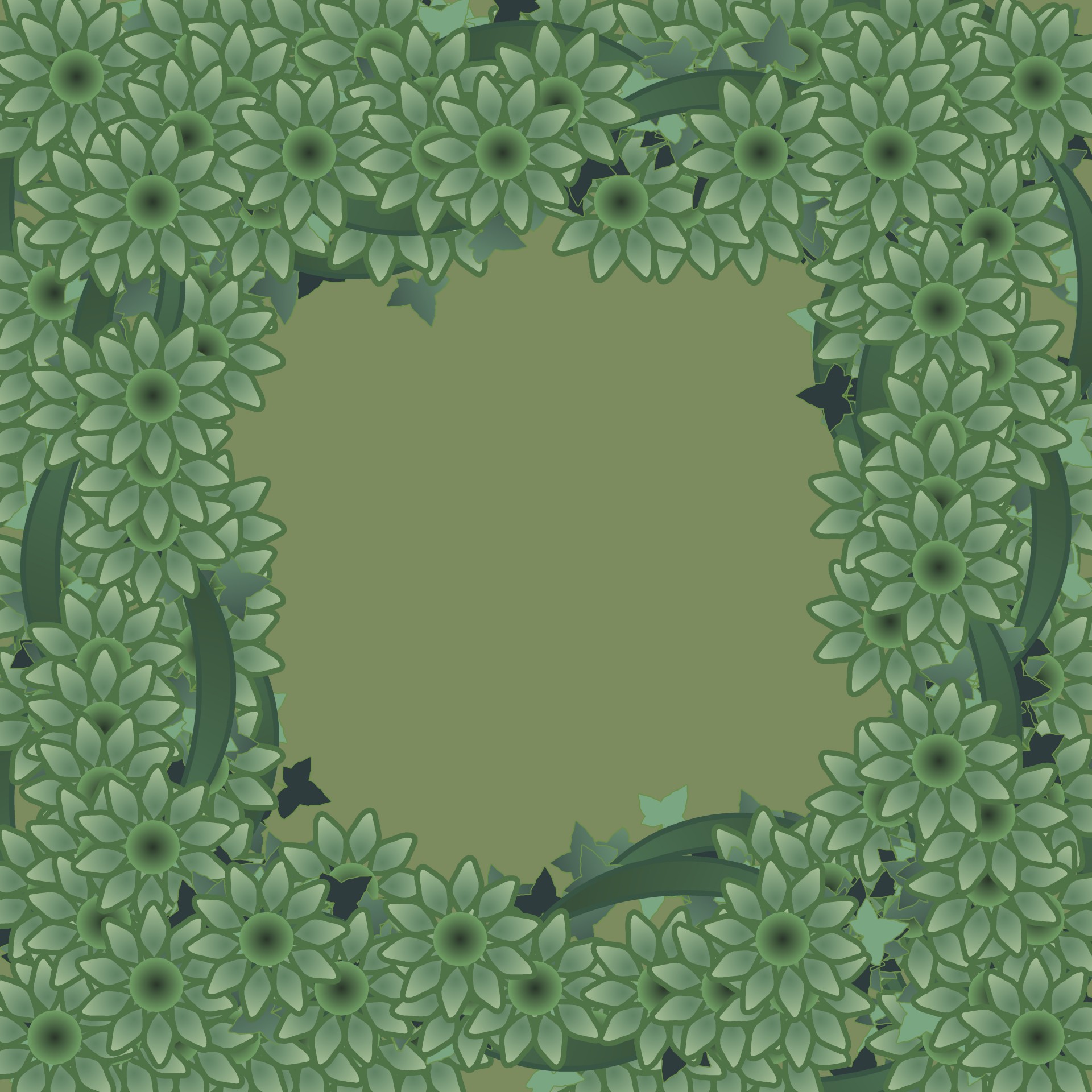 Green Floral Wreath Shape Frame