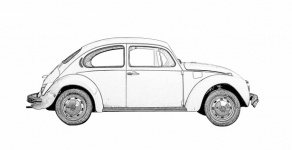 Car, Volkswagen Beetle, drawing