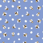 Bee Flowers Pattern Wallpaper